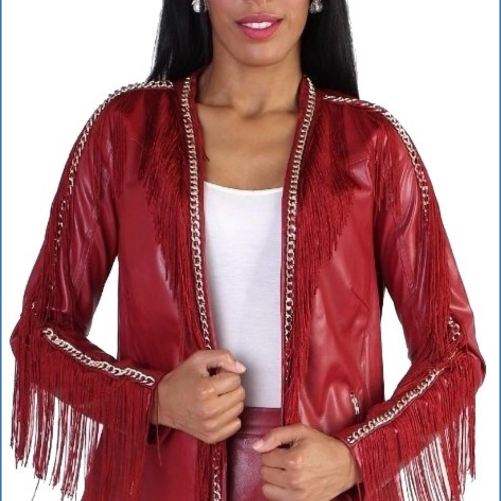 Burgundy Fringe Women's Jacket
